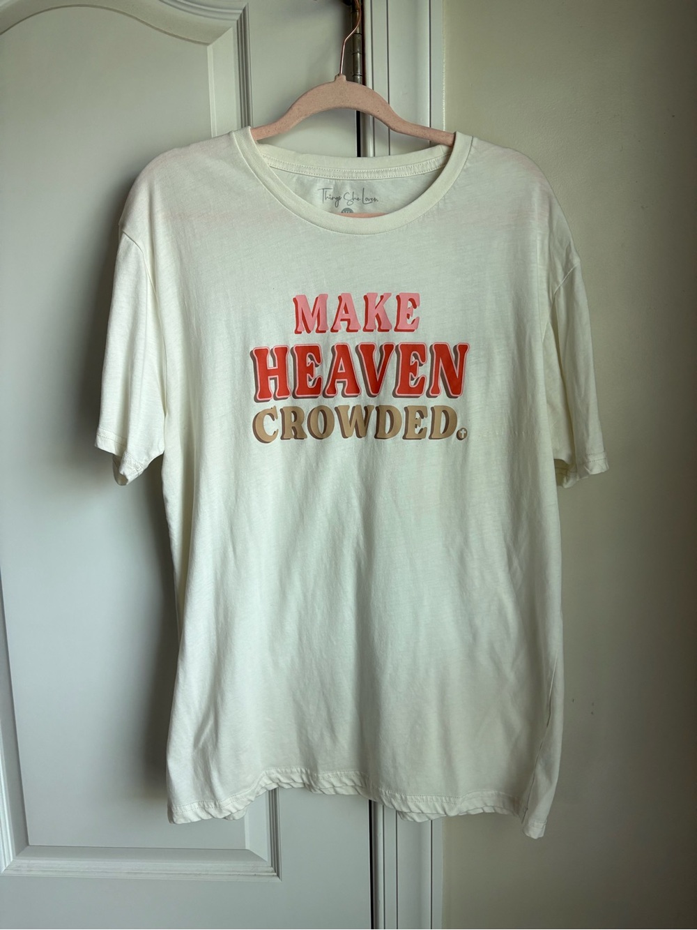 Things She Loves Cream Short-Sleeve Tee with Red & Tan Graphic